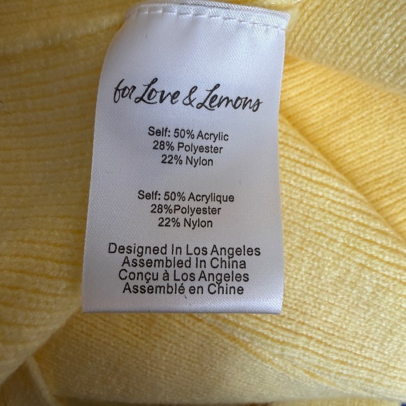 For Love & Lemons Knit Halter Midi Dress Size Large Yellow Ribbed Bodycon New - Picture 5 of 6